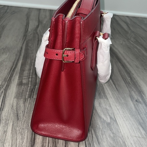 NWT Bally satchel taby crossbody red calf embossed - Picture 7 of 8